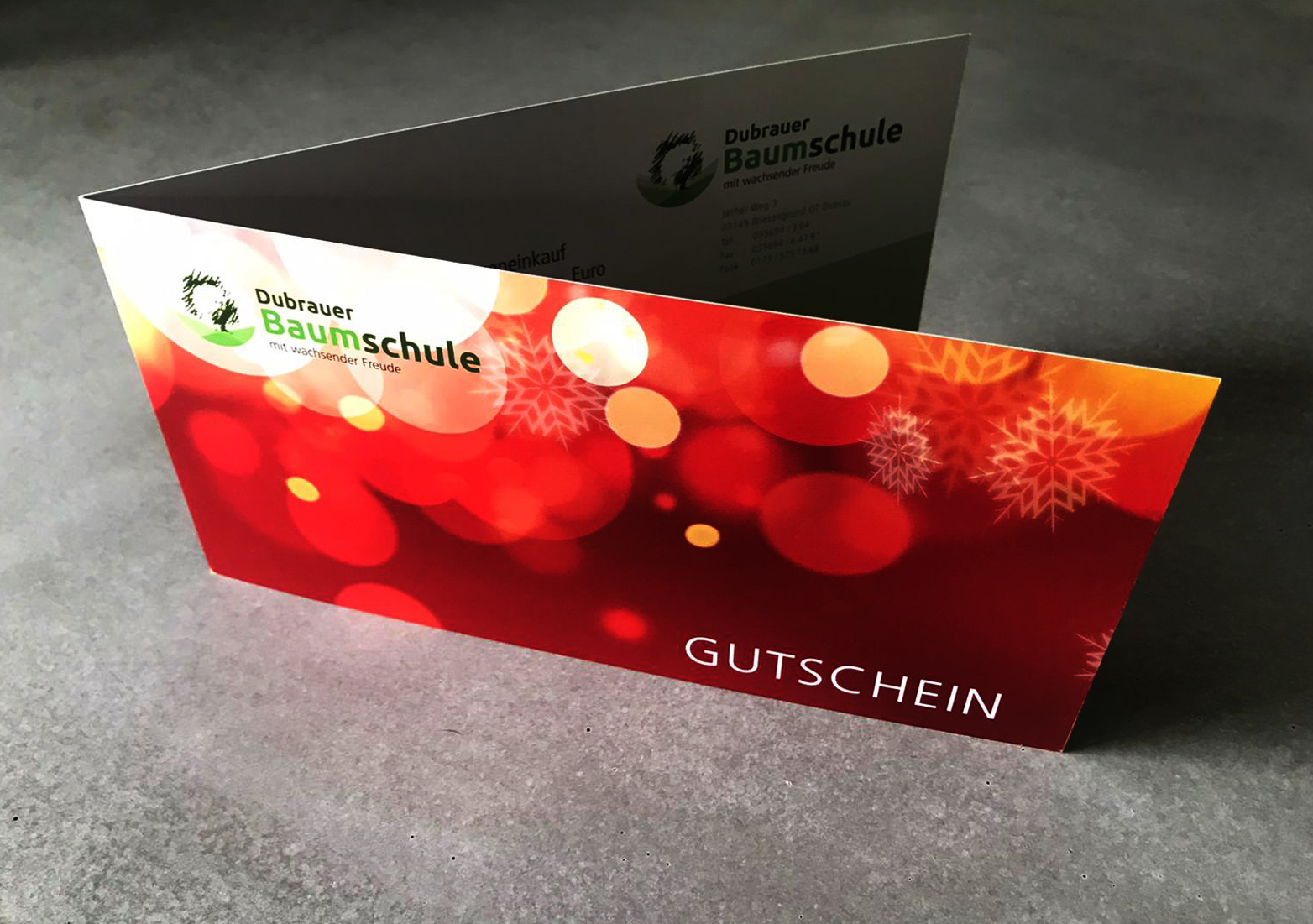 Gutschein Dubrauer Baumschule Weihnachtsmotiv